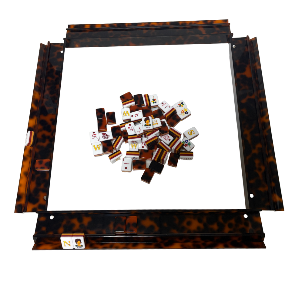 Luxury Handmade Tortoise Shell Acrylic Mahjong Racks and Pushers Set of 4: Tortoise Shell