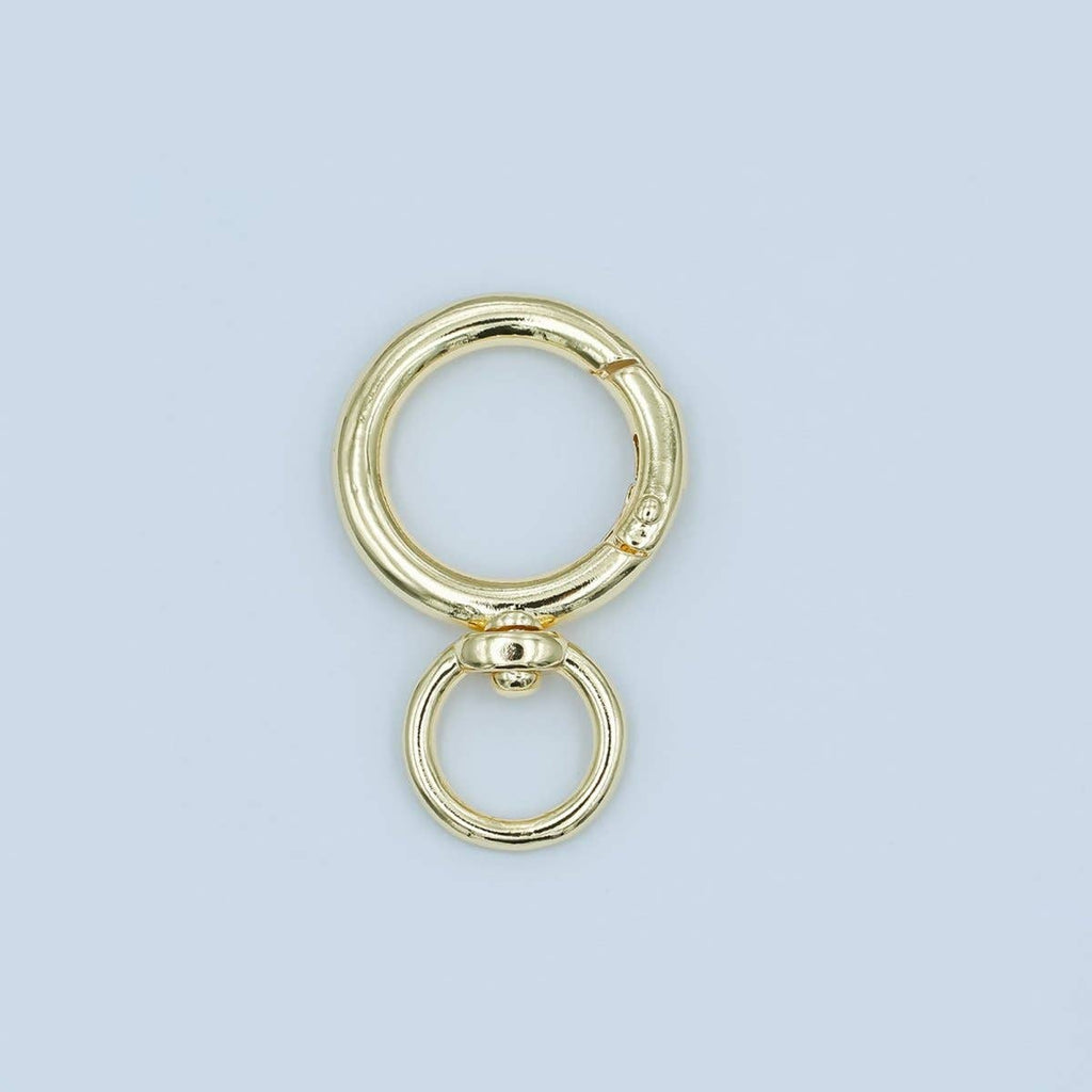 24K Gold Filled Round Push Gate Swivel Bag Charm Finding | Z1143
