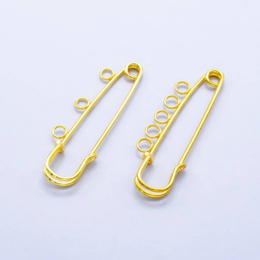 24K Gold Filled Safety Pin Shoe Bag Charm Keychain Finding | Z1074 Z1075: Three