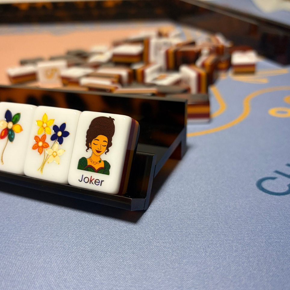 Luxury Handmade Tortoise Shell Acrylic Mahjong Racks and Pushers Set of 4: Tortoise Shell