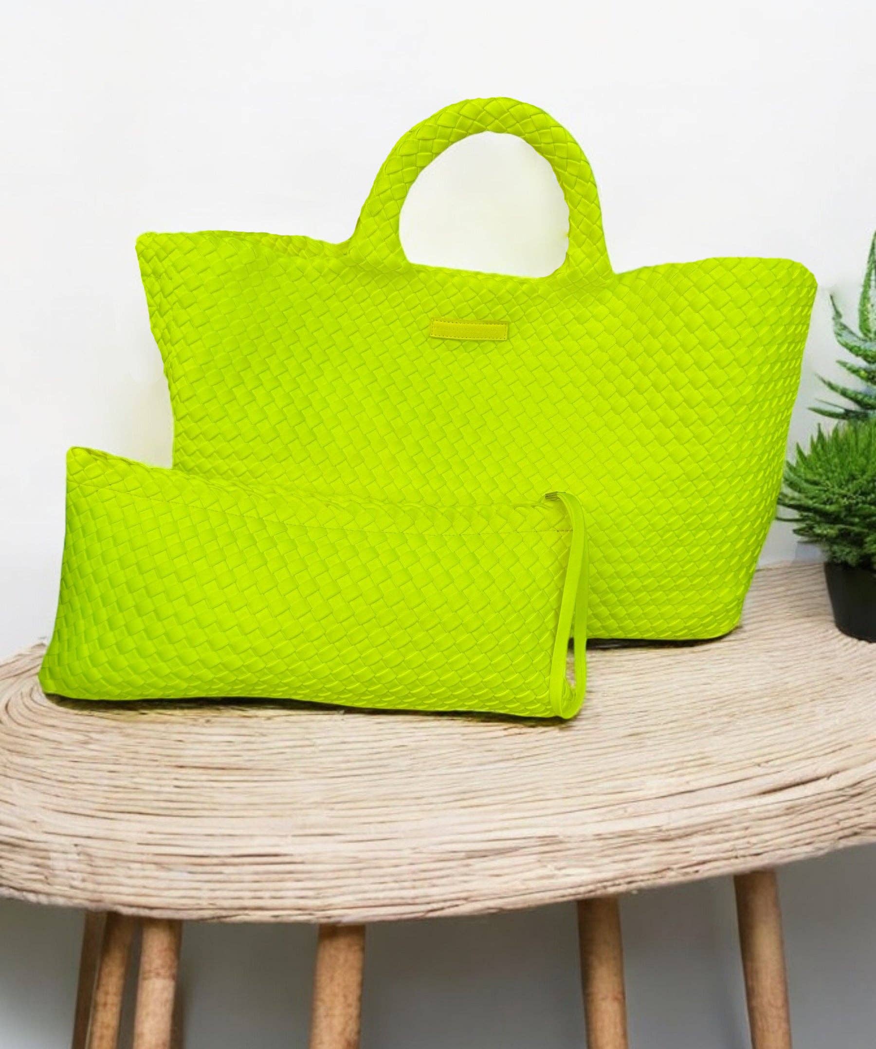 Woven Mahjong Carryall: Cream