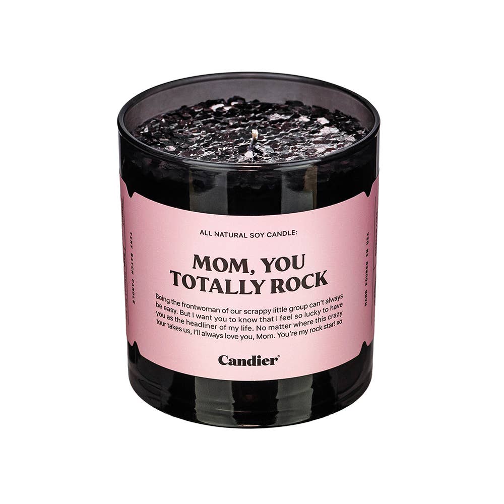 Mom Rocks! Hand-Poured Soy Jar Filled Candle Home Decor
