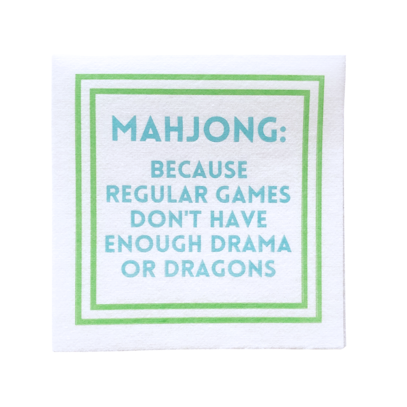 MAHJONG NAPKINS | 5'' x 5'' Luxury, Linen-Feel, Eco-Friendly: 10- I Like Big Tiles