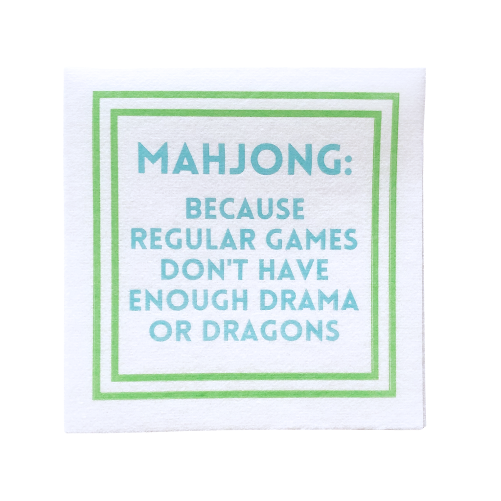 MAHJONG NAPKINS | 5'' x 5'' Luxury, Linen-Feel, Eco-Friendly: 04- Drama or Dragons