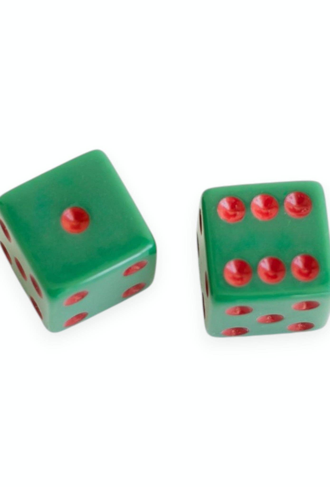 Dice (set of 2): Light Pink with Dark Green