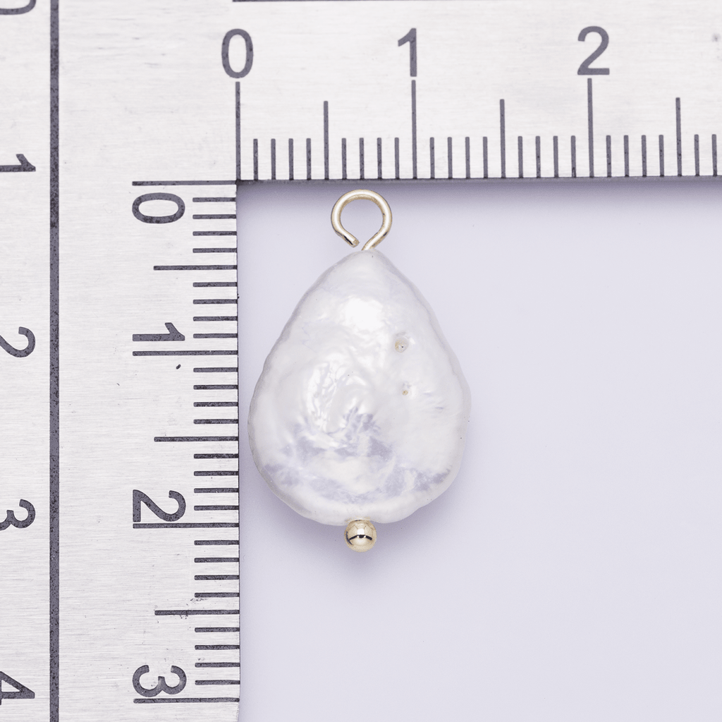 18K Gold Filled 16mm Freshwater Pearl Teardrop Handmade Charm | P01955