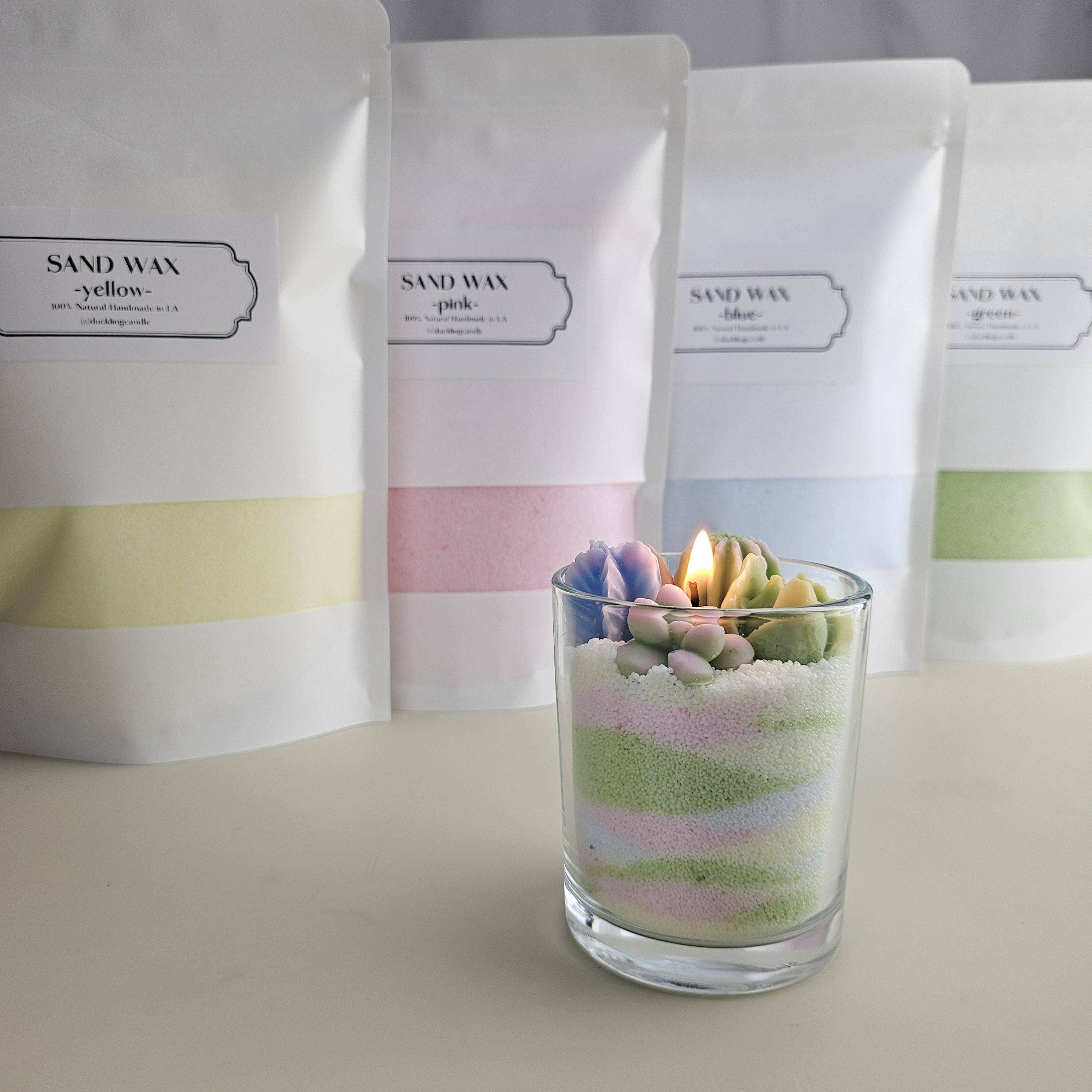 Sand Wax DIY Candle | 100% Natural Pearled candle kit: Sea Mist / White