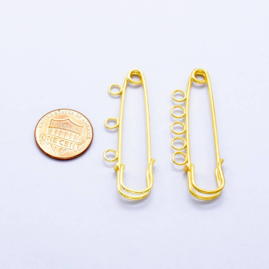 24K Gold Filled Safety Pin Shoe Bag Charm Keychain Finding | Z1074 Z1075: Three