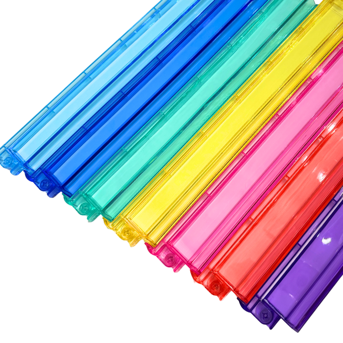 Mahjong Rack and Pusher Set of 4 - Multi Colors Blue Purple Red Green Clear: Clear