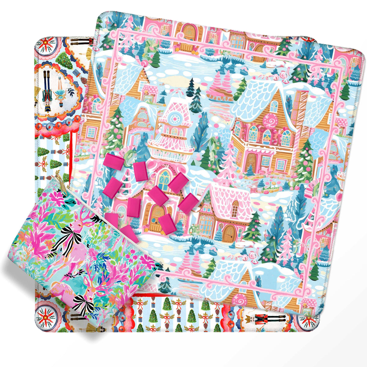 Mahjong Mat 31", Neoprene, Holiday, Christmas, Winter: Party Animal / Neoprene with bag