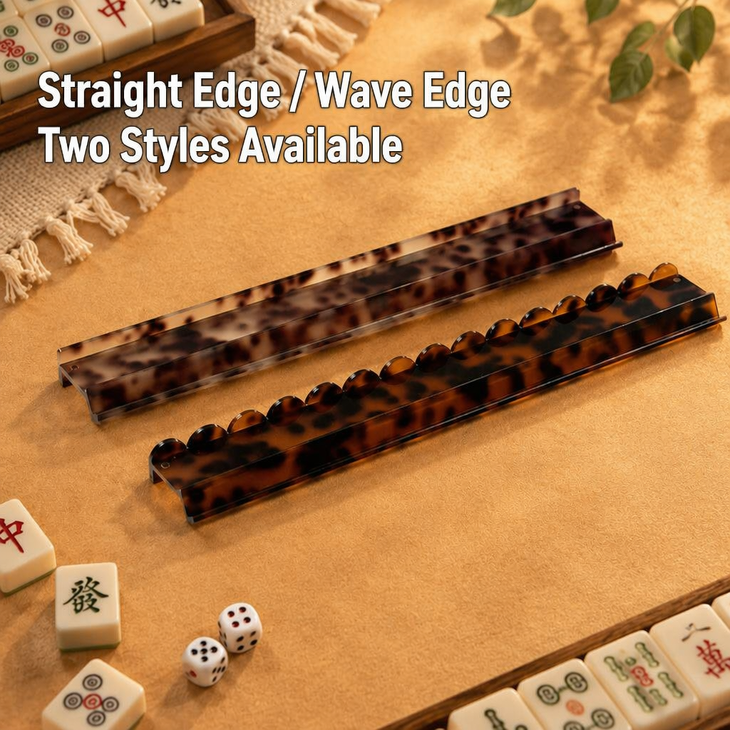 Acrylic Mahjong Push Rack – Tortoiseshell Style Tile Organizer for American Mahjong: 20‘’-Orange
