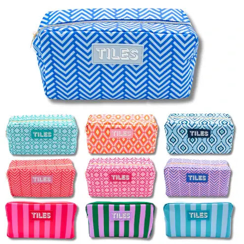 Premium Mahjong Tile Bags  |  Fits Most Large Tile Sets  : Stripes- Pink & Red Tile Bag