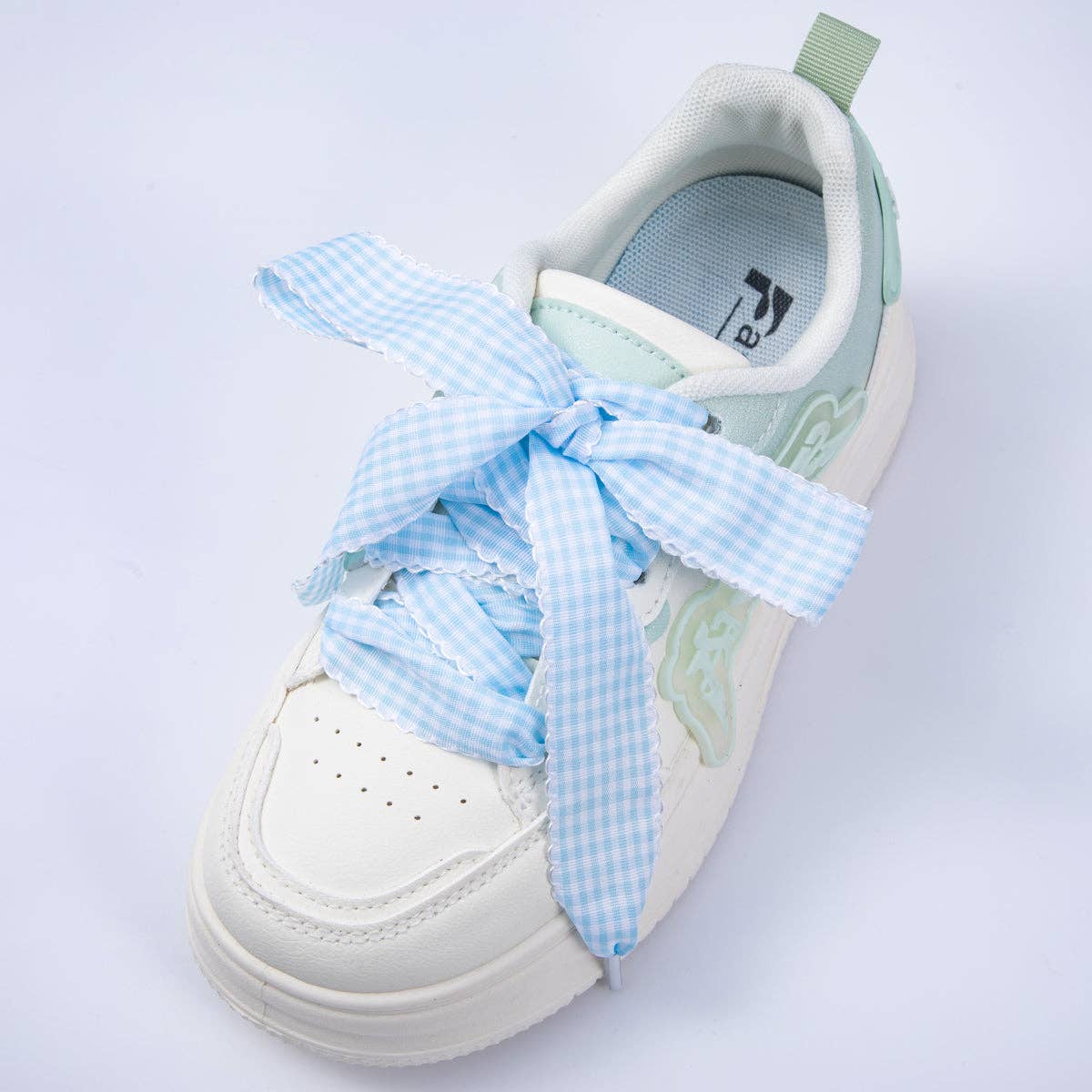 Black, Blue, Red, Pink Gingham Checkered Retro Ribbon Shoelaces | WB00296 - WB00299: Blue