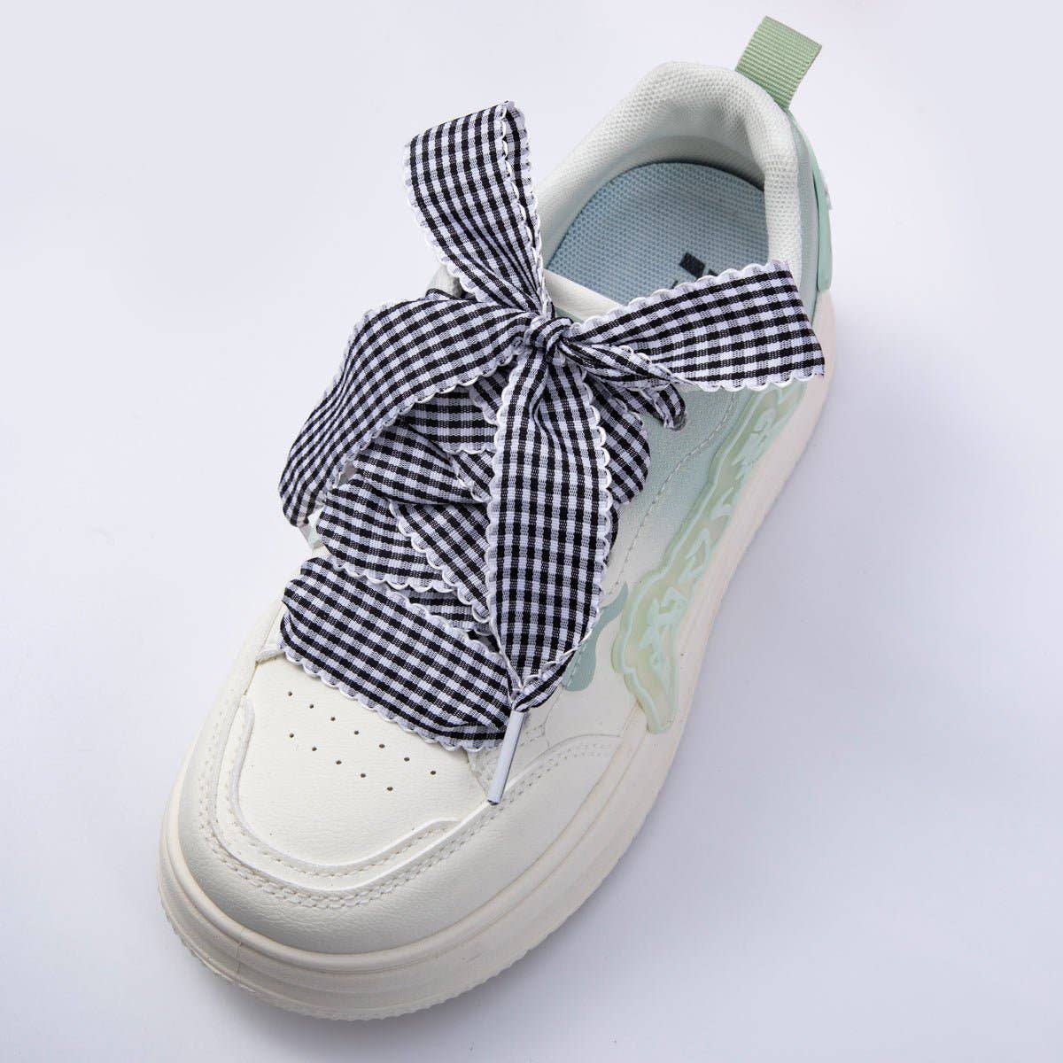 Black, Blue, Red, Pink Gingham Checkered Retro Ribbon Shoelaces | WB00296 - WB00299: Blue