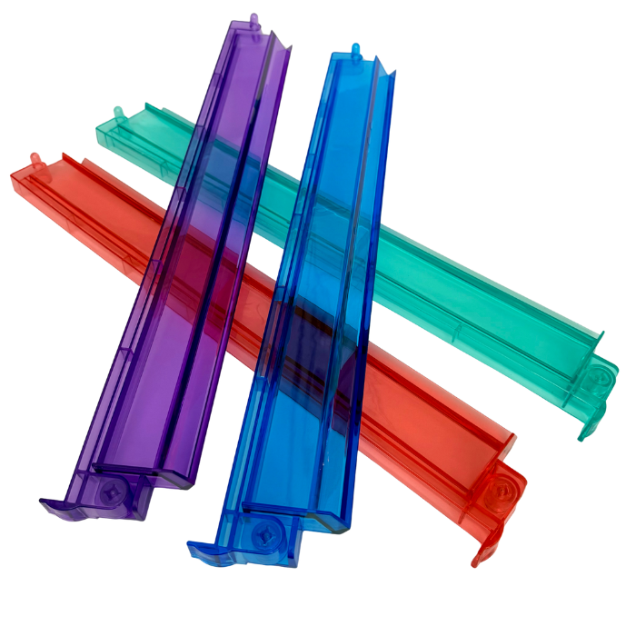 Mahjong Rack and Pusher Set of 4 - Multi Colors Blue Purple Red Green Clear: Clear