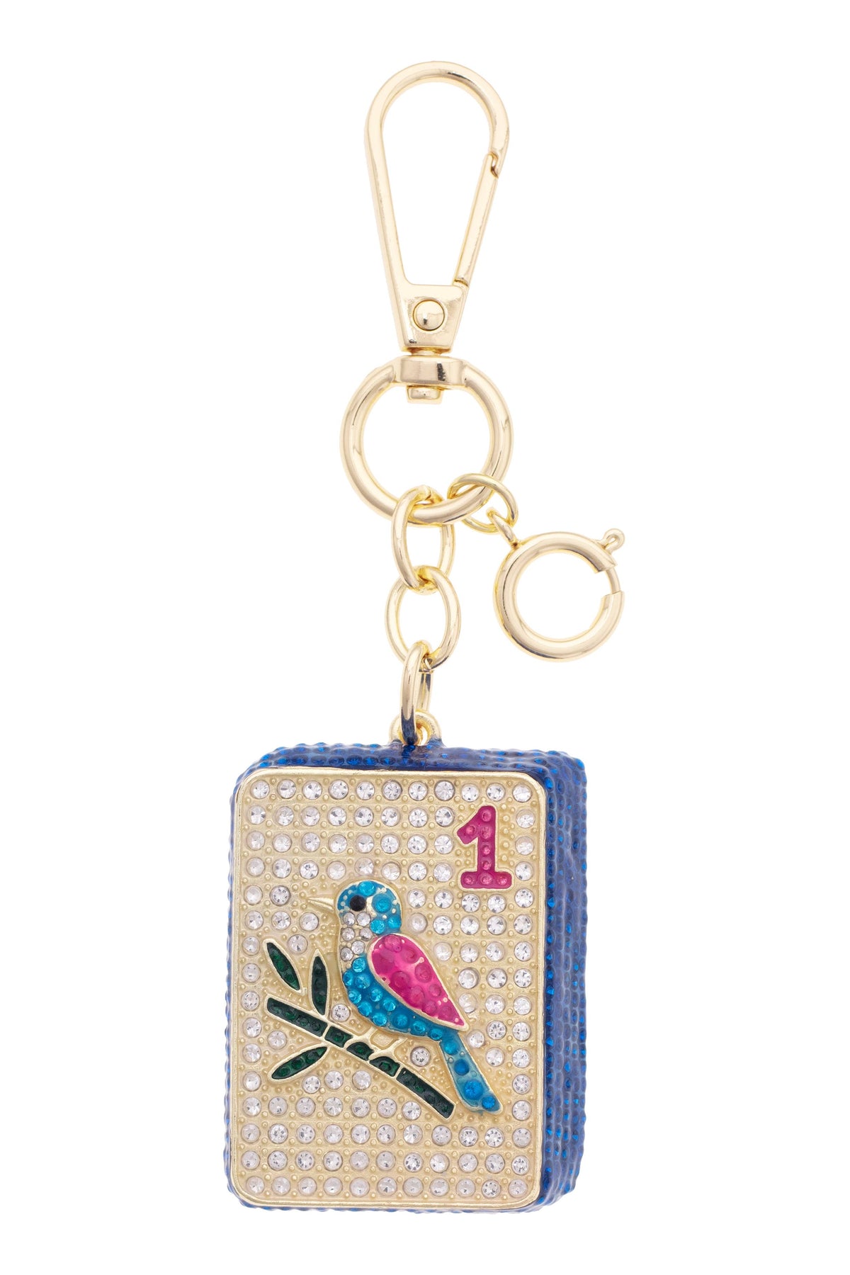 Canvas Style Mahjong One Dot Tile Embellished Bag Charm
