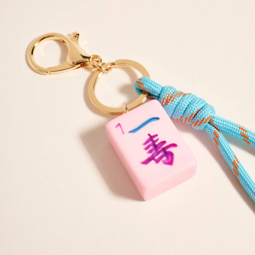 7 Inch Mahjong Symbol Tile Cord Keychain Bag Charm: Multi / ONE