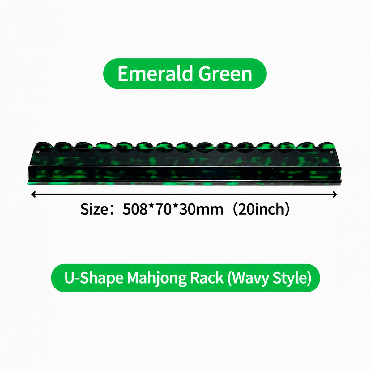 Acrylic Mahjong Push Rack – Tortoiseshell Style Tile Organizer for American Mahjong: 20‘’-Green