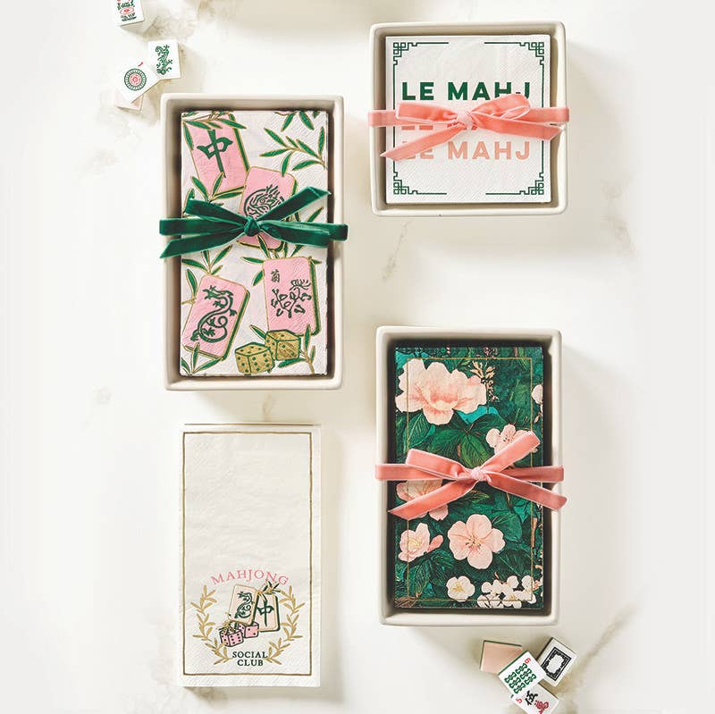 Ceramic Guest Napkin Tray + Napkins - Tiles: 13"L x 7"W