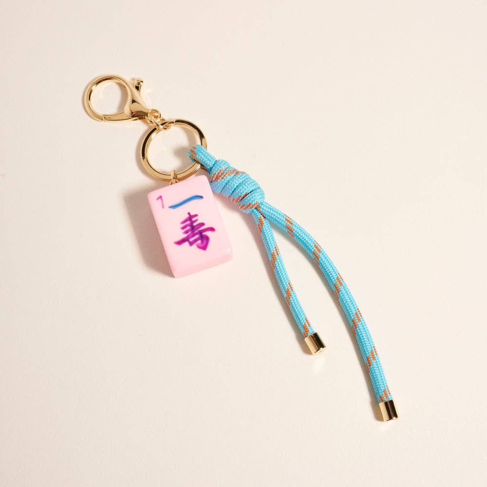 7 Inch Mahjong Symbol Tile Cord Keychain Bag Charm: Multi / ONE