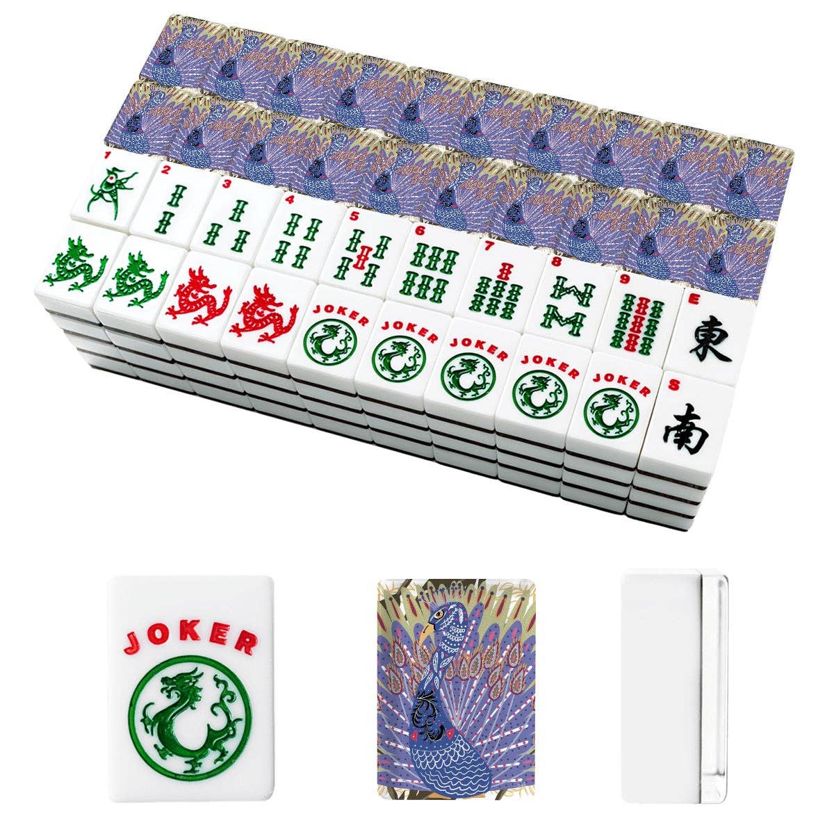 Peacocking American Mahjong Tiles: Bag Set