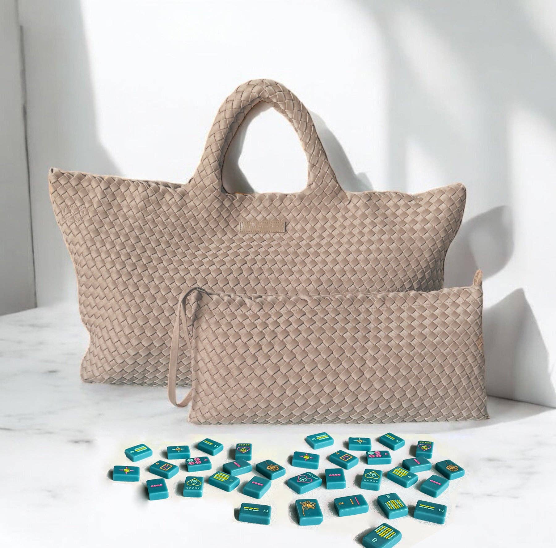 Woven Mahjong Carryall - Chartreuse