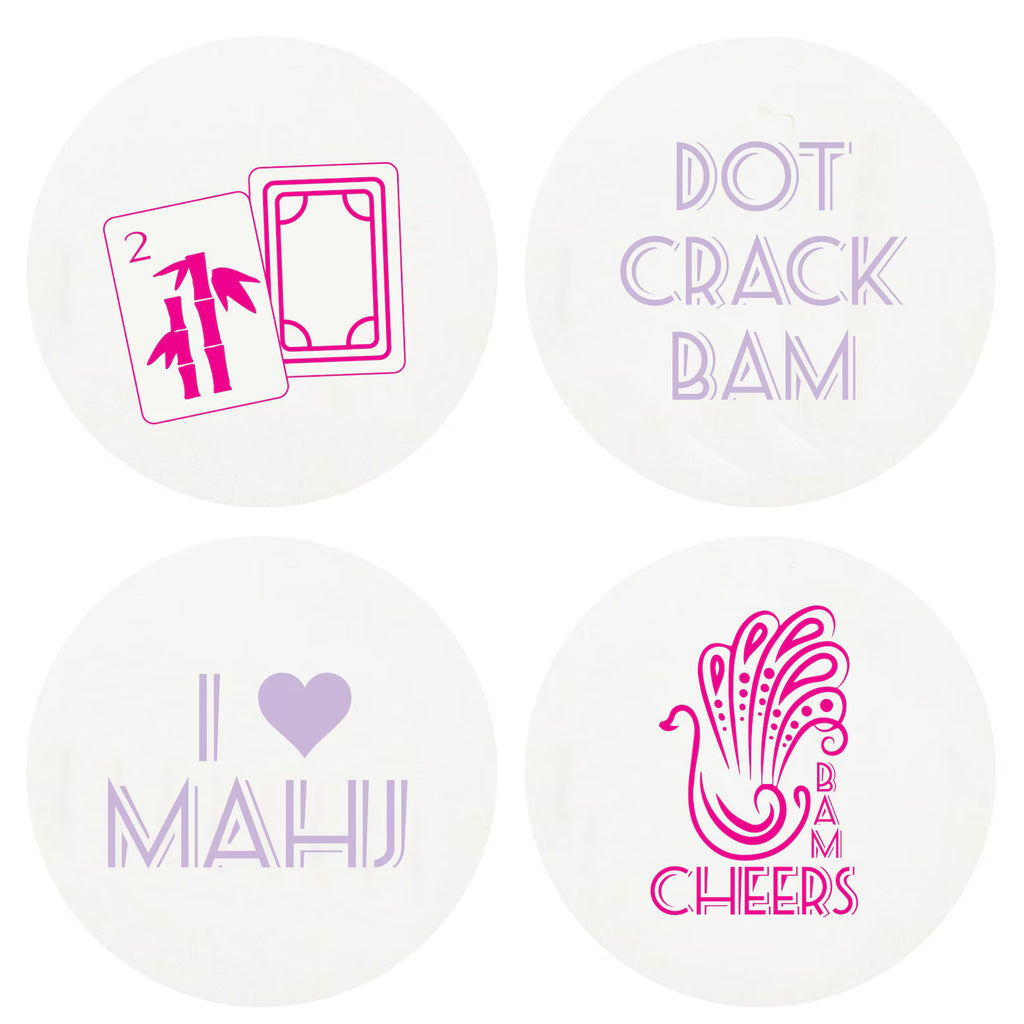 I Love Mahj/Bam Cheers coasters (4 pack) - assorted
