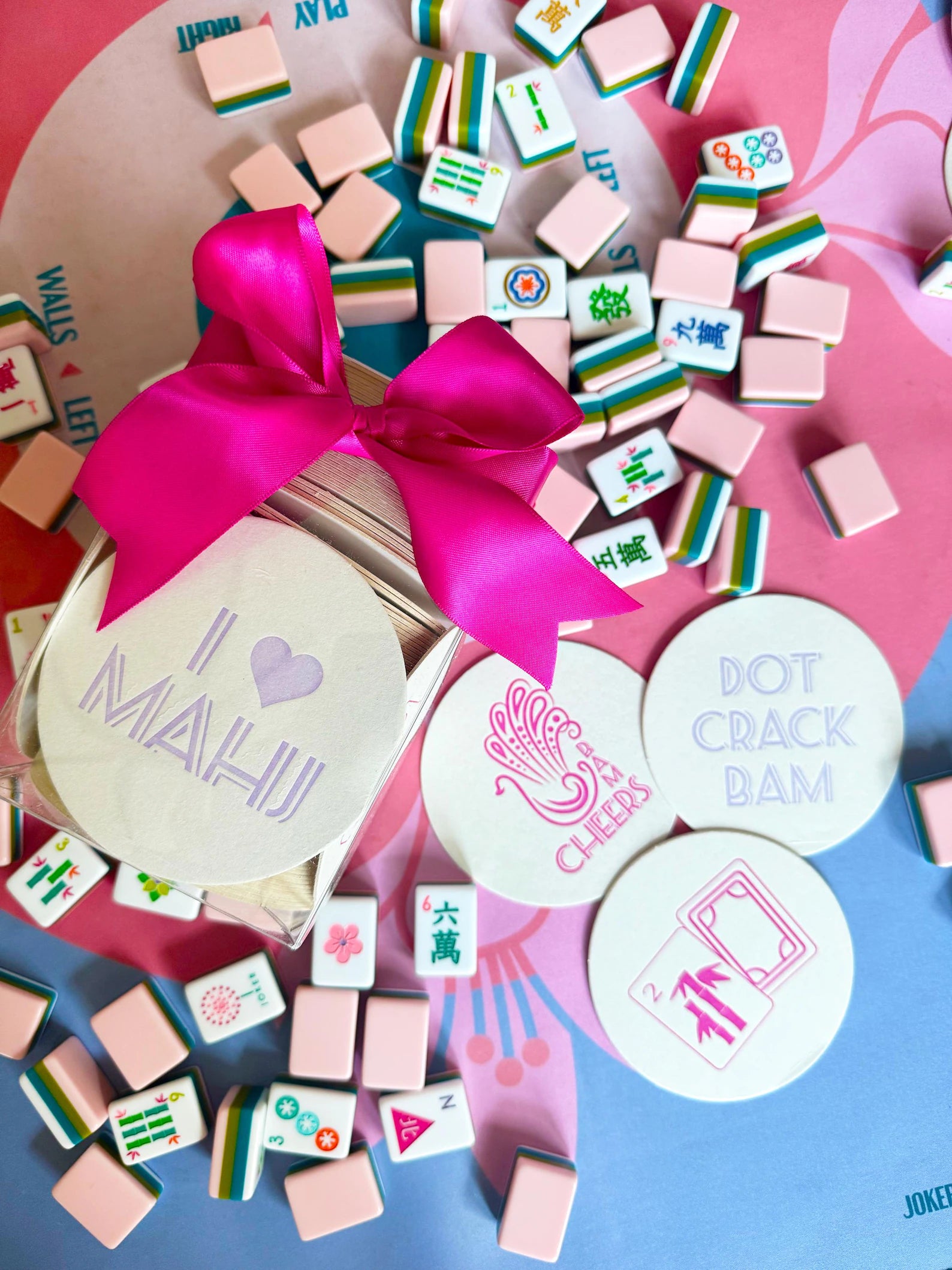 I Love Mahj/Bam Cheers coasters (4 pack) - assorted