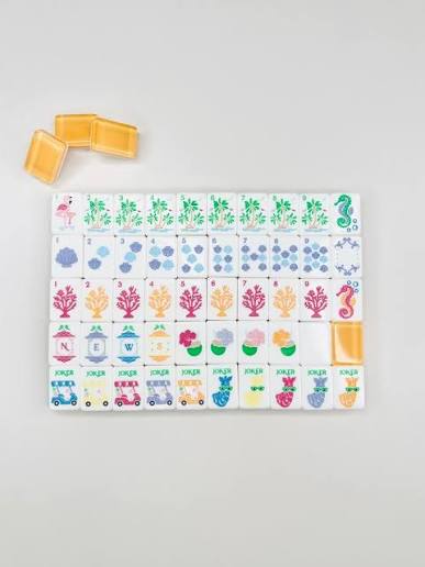 Mahjong Palm Royal ORANGE Tile Collection w/Shufflers & Mat