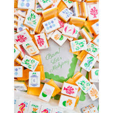 Mahjong Palm Royal ORANGE Tile Collection w/Shufflers & Mat